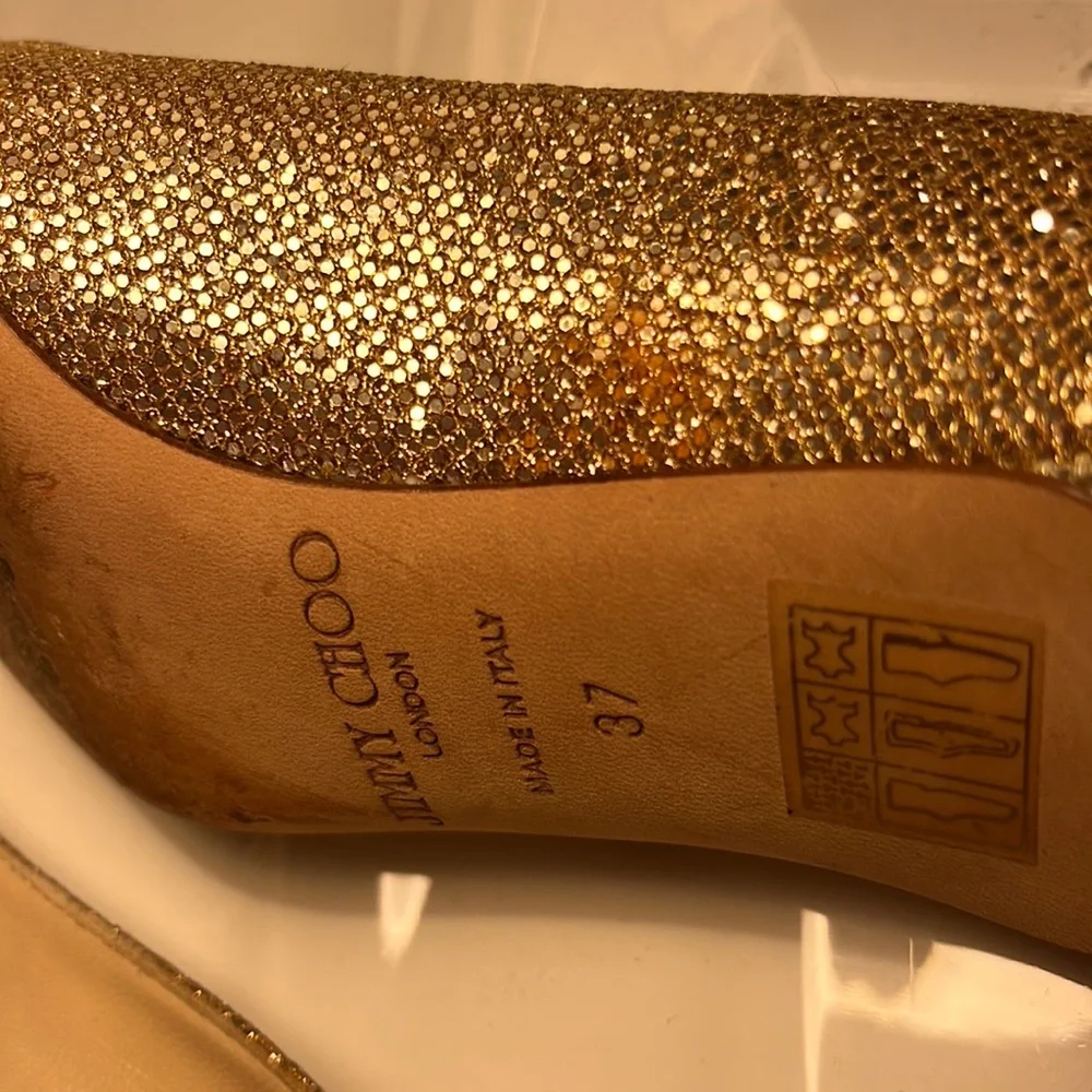 Jimmy Choo Golden Peep Toe Heel 37